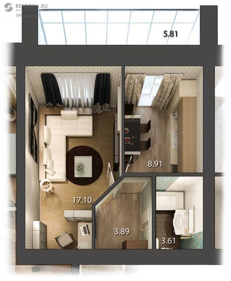 Дизайн однокомнатной квартиры 38 кв.м: продуманные и стильные идеи