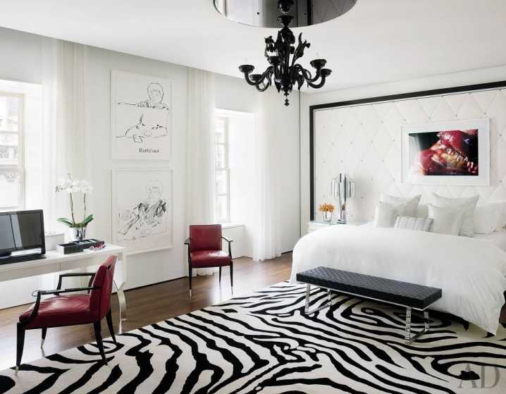 Оформление интерьера в красно черно белых цветах на фото Дизайн спальни, гостиной, кухни, ванной в красно черных тонах Сочетание цветов мебели и стен