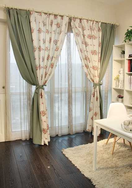Двойные шторы: 100 фото вариантов применения в спальнях и гостиных