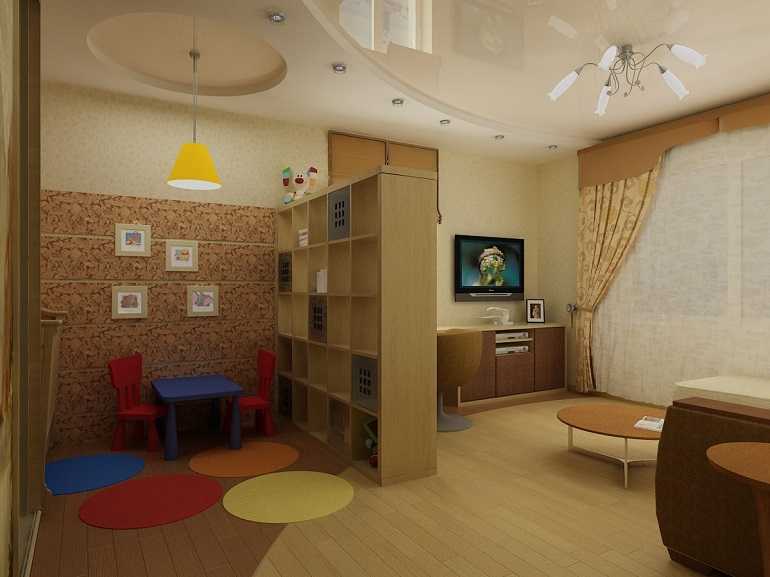 Вариации дизайна однокомнатной квартиры для семьи с ребенком - о комнате