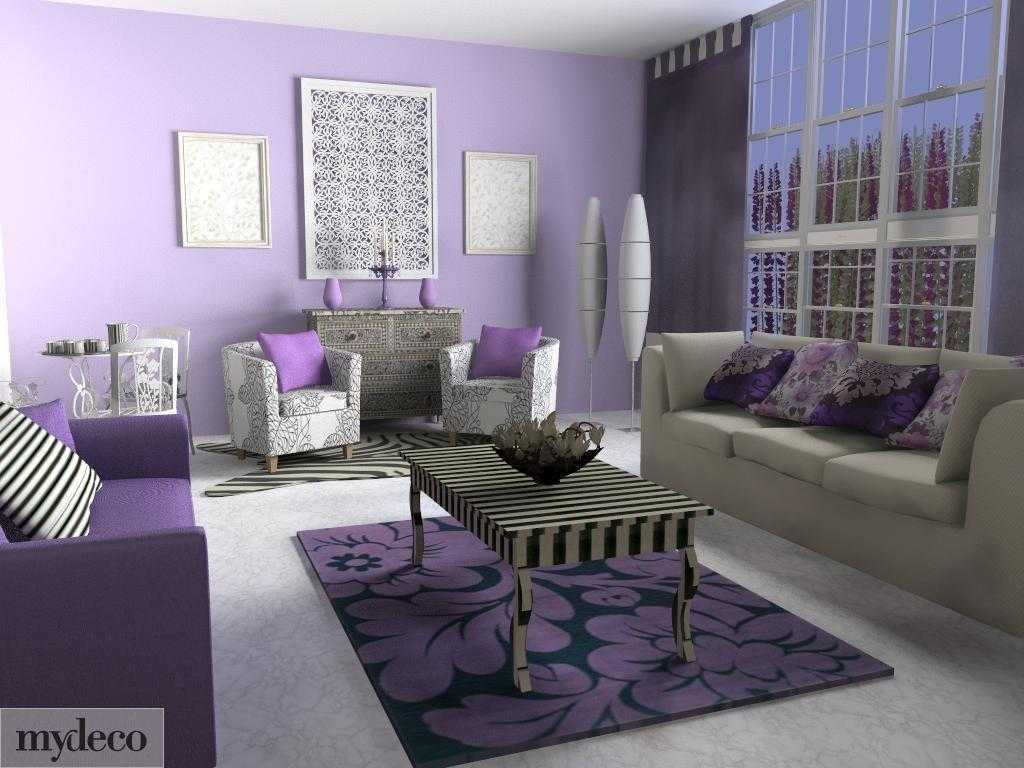 Сочетание сиреневого цвета с другими цветами в интерьере гостиной и спальни: комната в фиолетовых и лиловых тонах
 - 31 фото