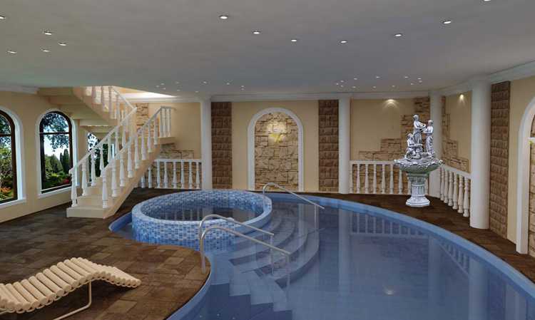 Бассейн в частном доме, где располагается и в каких стилях оформляется, популярные стилевые решения - 18 фото