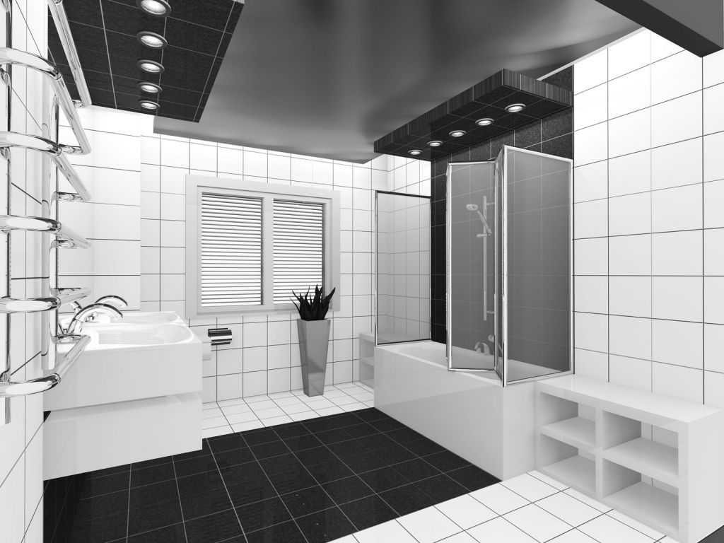 Черно-белая ванная комната: классика в разных стилях (фото)