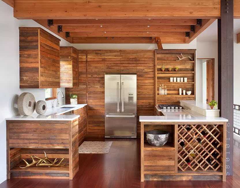 Кухня в деревянном доме: 100 фото современного дизайна и отделки кухни из бруса