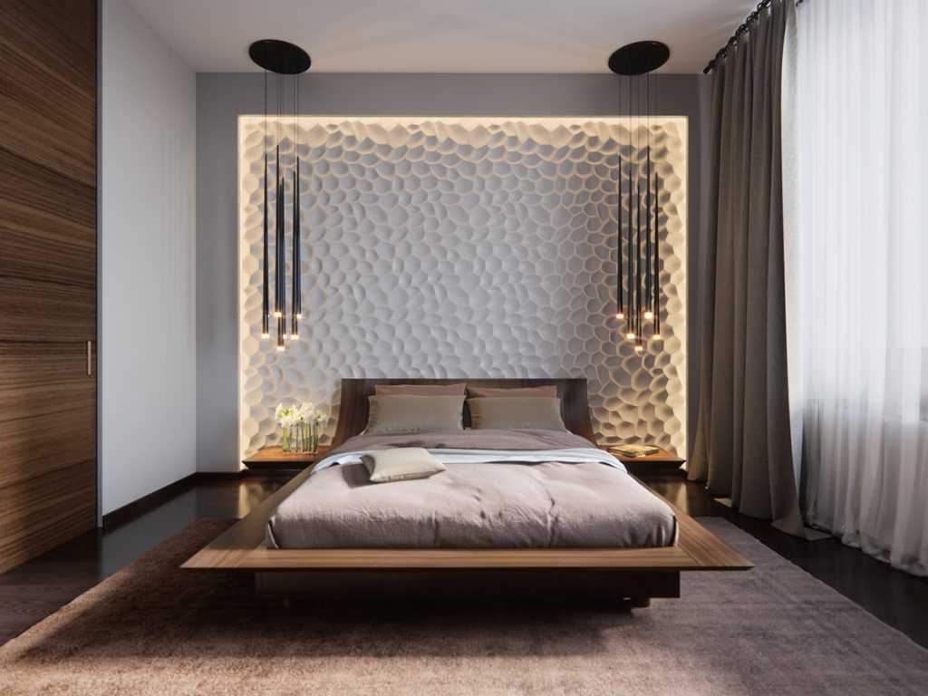 Оформление стены над кроватью в спальне - 60 фото идей
