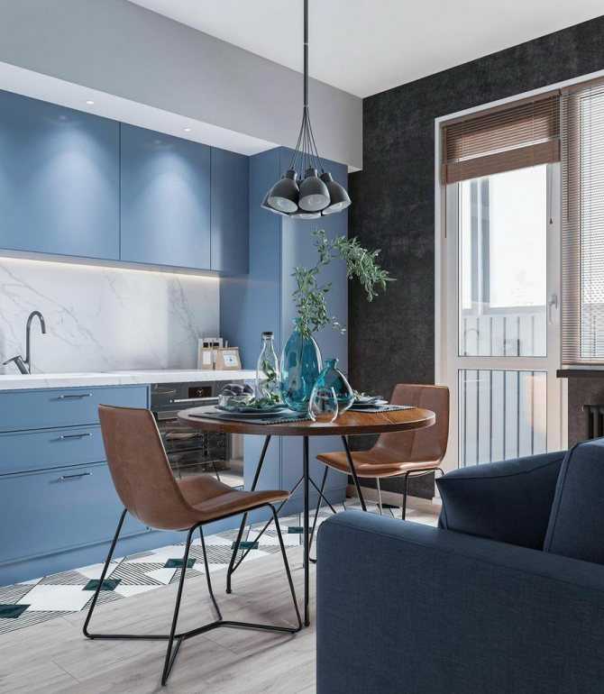 Синяя кухня: варианты дизайна, сочетания цвета, реальные фото