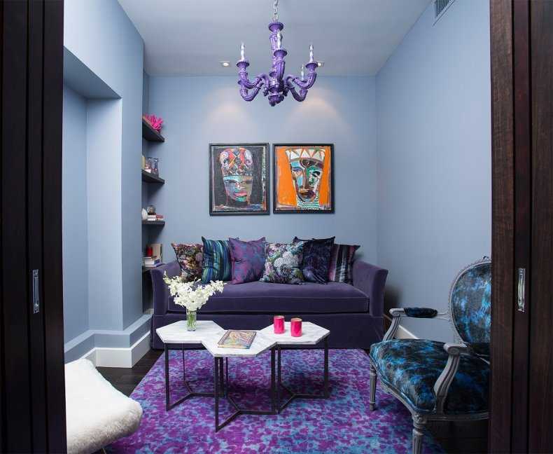 Лавандовый цвет в интерьере спальни, кухни: сочетание на стенах
 - 36 фото
