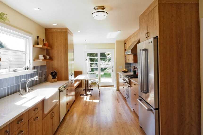 Дизайн узкой кухни: 50 фото красивых интерьеров + советы дизайнера