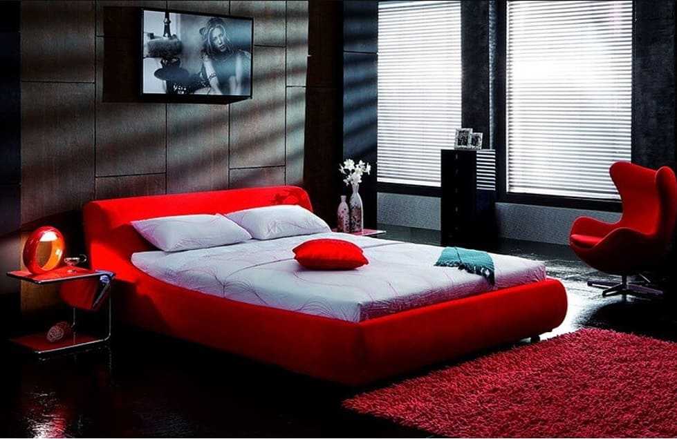 Красная спальня: правила оформления + 65 фото идей