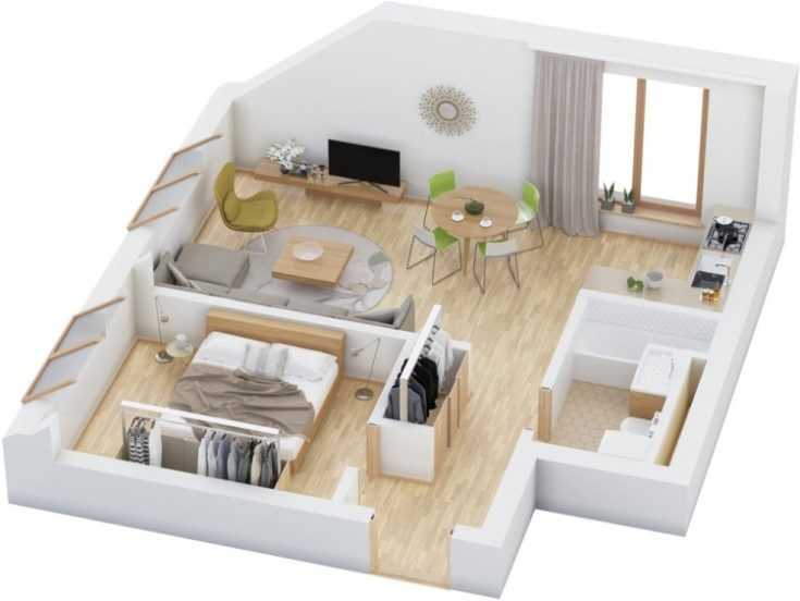 Дизайн однокомнатной квартиры 35 кв. м. - 120 фото в интерьере современной квартиры