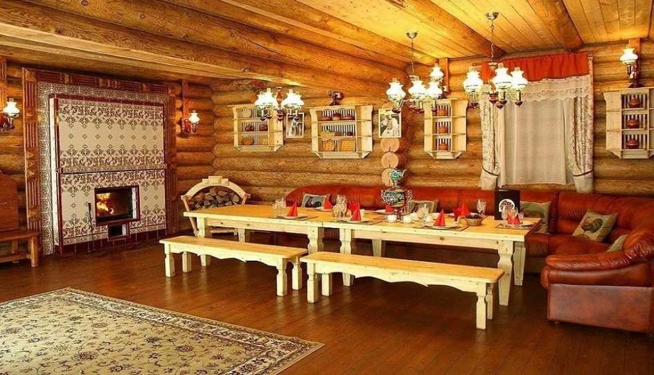 Русский стиль в интерьере загородного деревянного дома - 39 фото