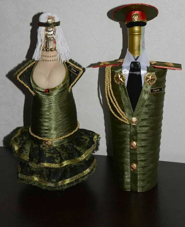 Оформление бутылки коньяка для мужчины лентами с мастер-классом