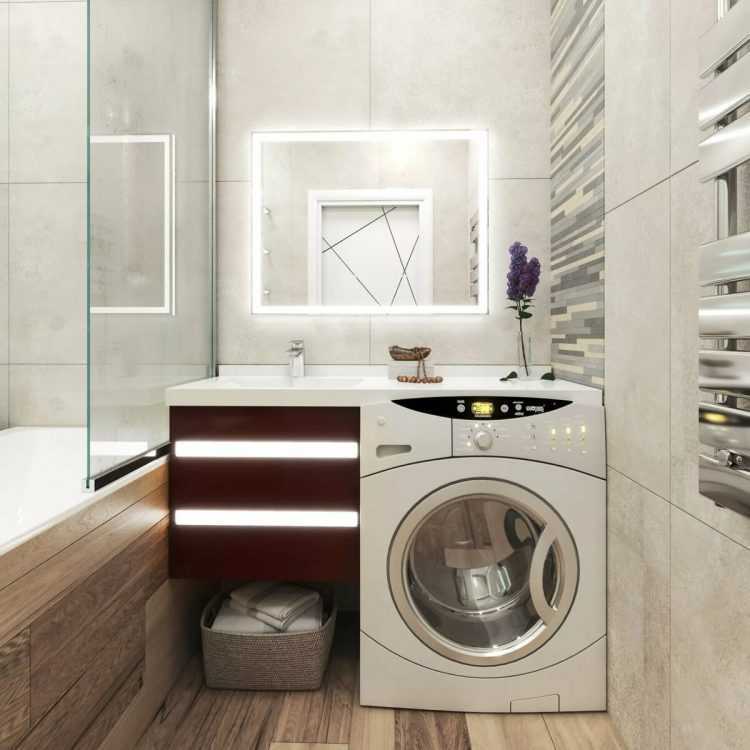 Стиральная машинка в ванной - 79 фото идей обустройства интерьера