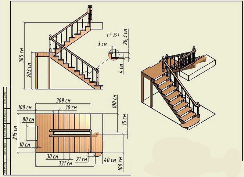 3d расчет металлической лестницы с поворотом 180 градусов