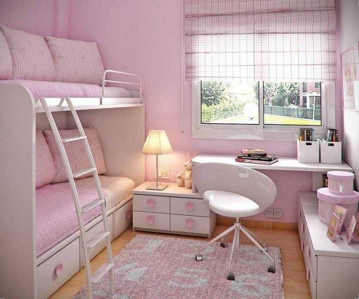 Детская комната для двоих: интерьер с рабочей зоной школьников, кровати в маленькой комнате, идеи дизайна для детей разного возраста
 - 36 фото