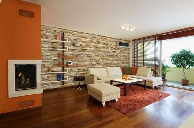 Кирпич в гостиной (47 фото) - как отделать стену кирпичом и обоями под кирпич? | дизайн и интерьер