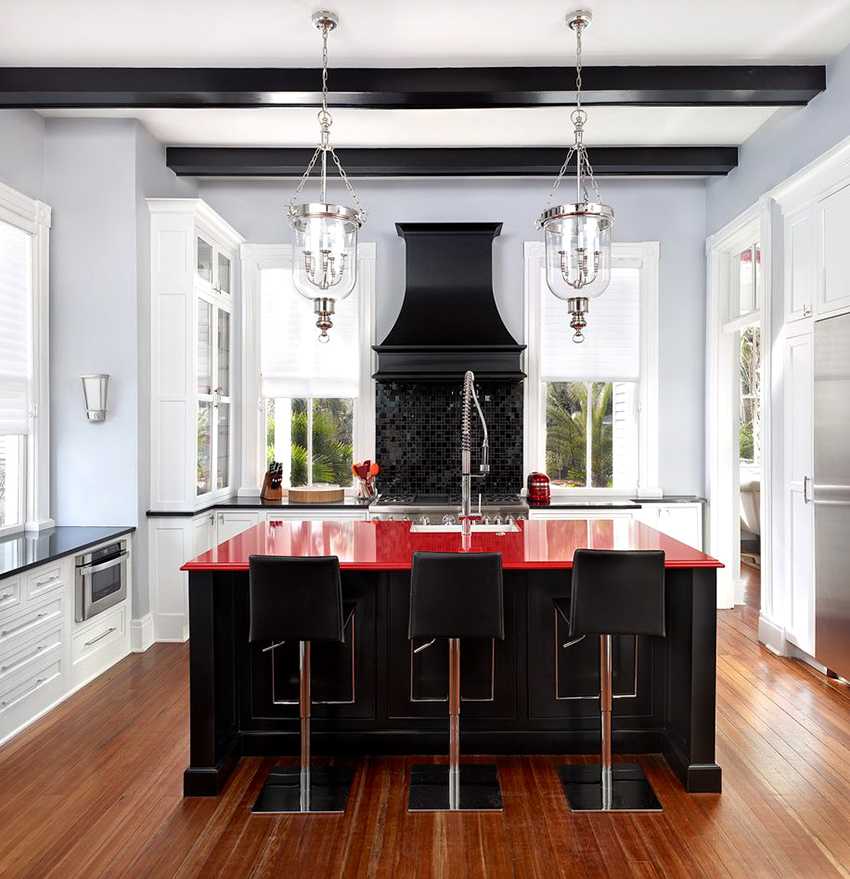 Красно-черная кухня: 50+ реальных фото примеров