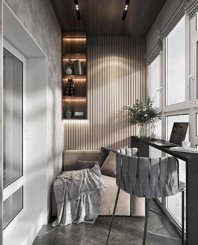 Дизайн маленького балкона и лоджии 6 метров: интересные идеи обустройства, варианты оформления со встроенными шкафами в современном стиле
 - 32 фото