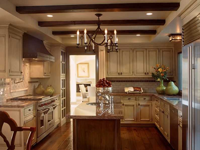 Потолок на кухне – 7 основных видов отделки и 60 фото