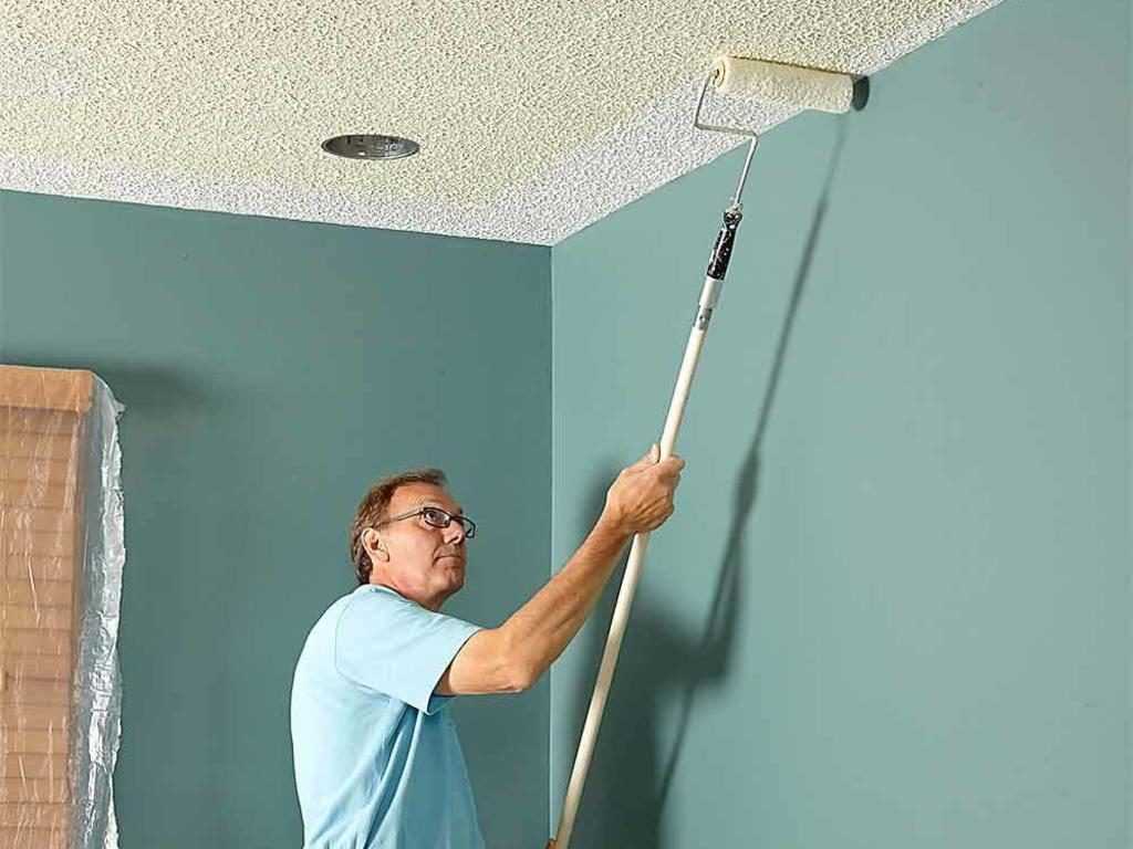 Самый распространенный способ оформления потолка  его побелка или покраска А самая используемая для этого краска  водноэмульсионная