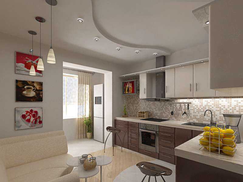 Кухня совмещенная с балконом дизайн — фото примеров оформления
