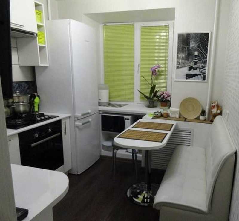 Дизайн маленькой кухни 5 кв.м с холодильником — фото | home-ideas.ru
