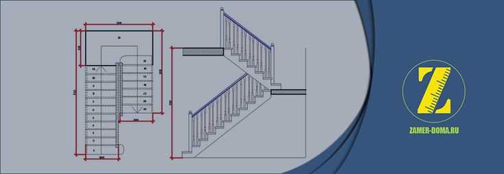 Расчет двухмаршевой лестницы с поворотом на 180 — основные тезисы