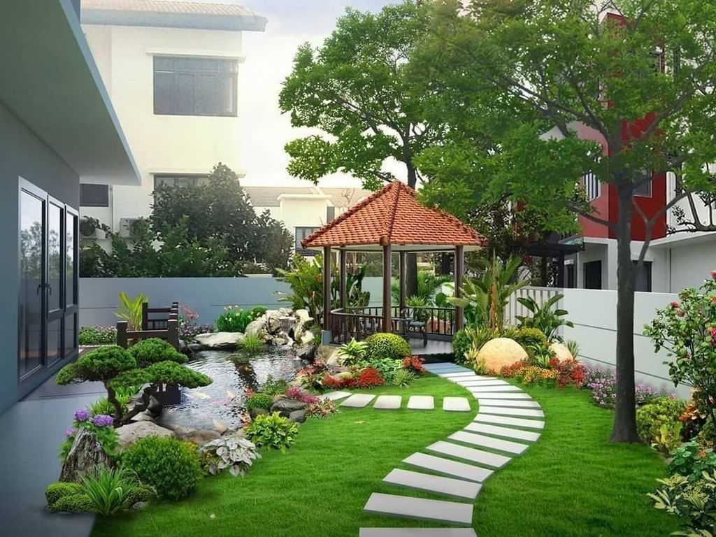Ландшафтный дизайн перед домом: оформление участка в современном стиле, как оформить территорию красиво
 - 35 фото