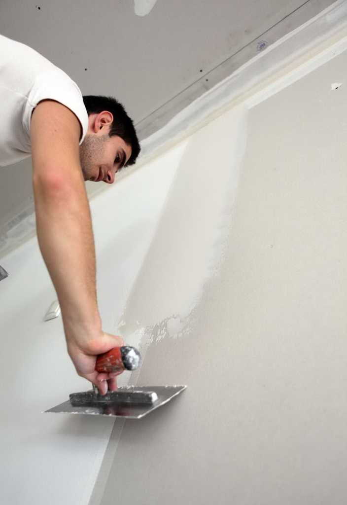Как правильно шпаклевать потолок - технология: как и чем шлифовать поверхность после шпаклевки, сколько сохнет финишная отделка, шпаклевка в деталях