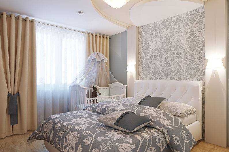 Дизайн родительской спальни с детской кроваткой