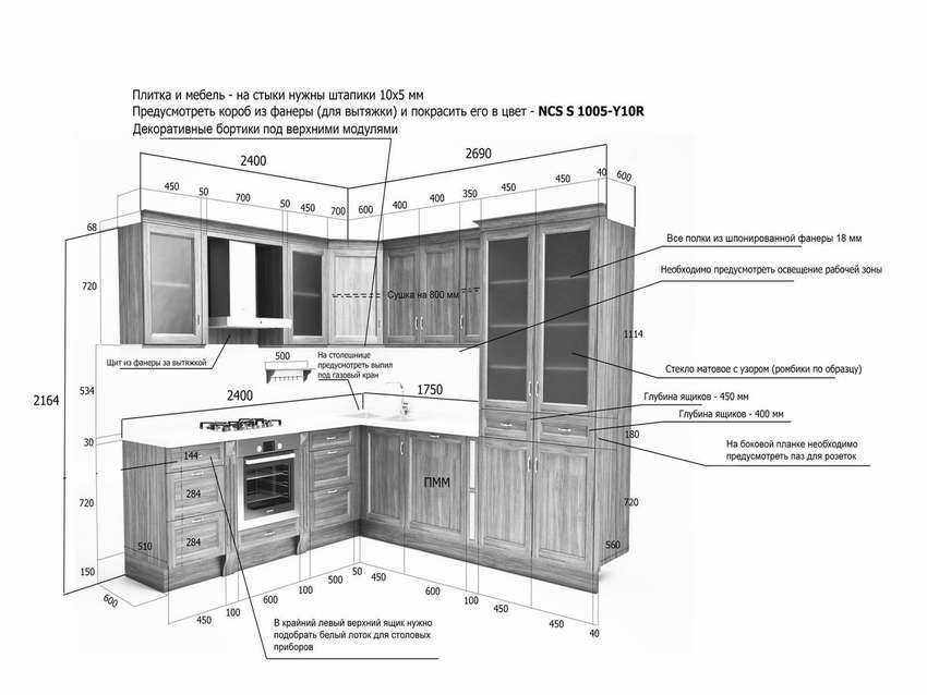 Кухонный гарнитур своими руками, чертежи и схемы