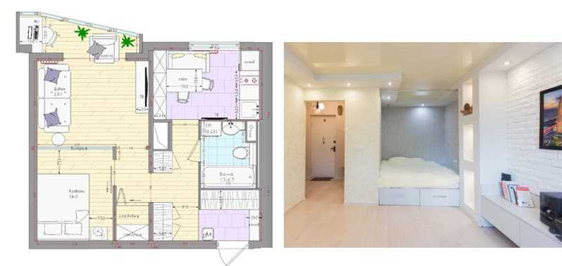 Дизайн однокомнатной квартиры п-44т - «дизайн квартир» » все о сауне
