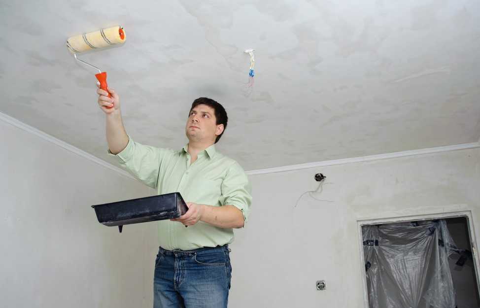 Побелка потолка водоэмульсионной краской своими руками: пошаговая инструкция