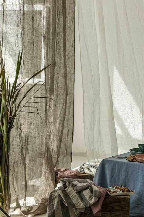 Тюль лен: льняная ткань для штор и ее имитация, применение в интерьере