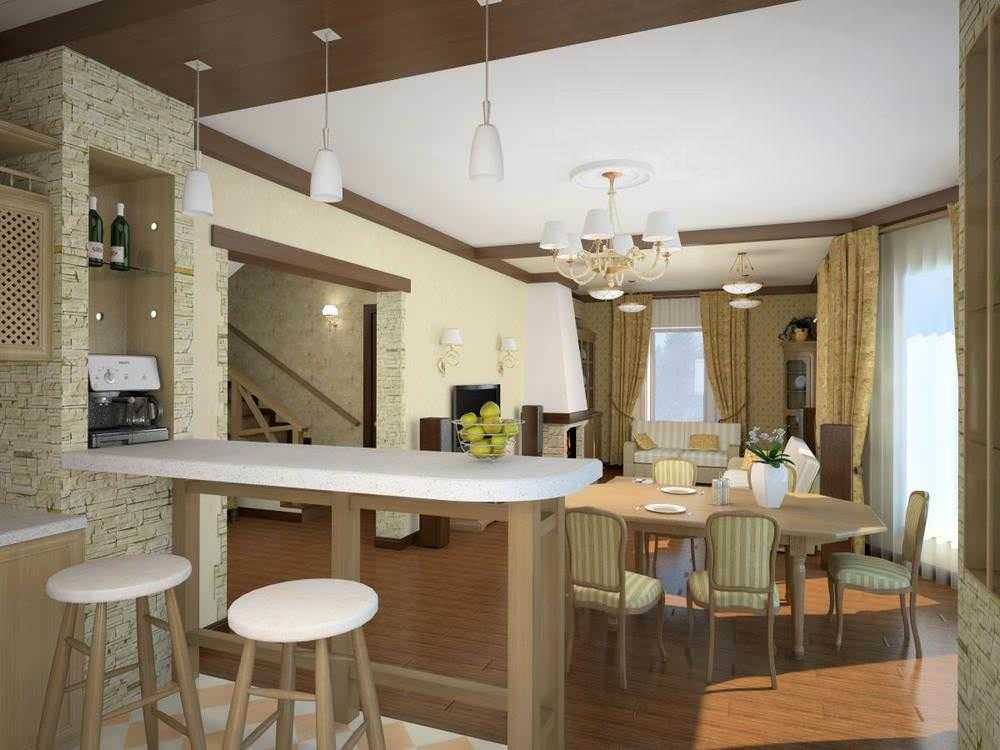 Кухня-столовая: проект дизайна и планировки, 60 фото интерьеров с гостиной