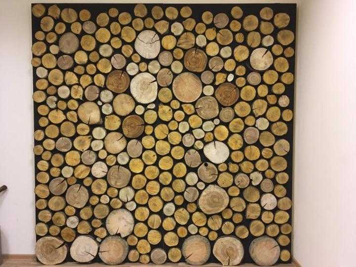 Спилы дерева для декора: панно, изделия, отделка стен из среза дерева
 - 15 фото