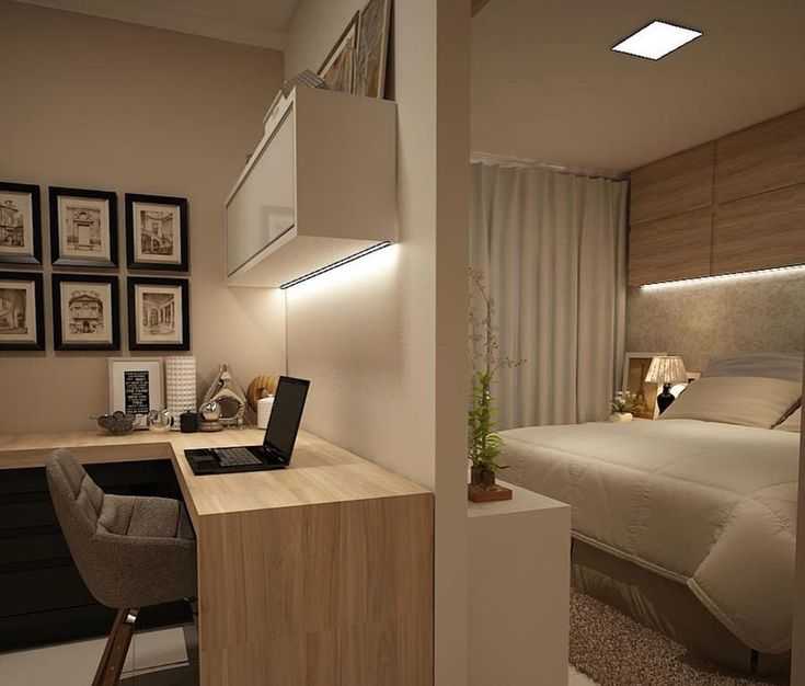 Спальня-кабинет с рабочим местом: фото, дизайн