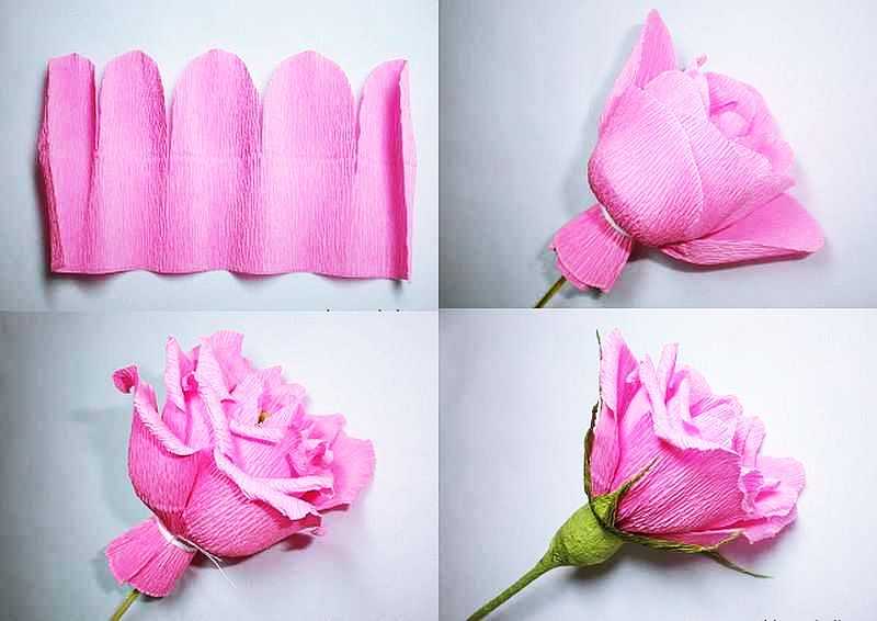 Как сделать розы из гофрированной бумаги мастер класс пошагово своими руками на фото Больше объемные цветы букет из гофрированной бумаги розы
