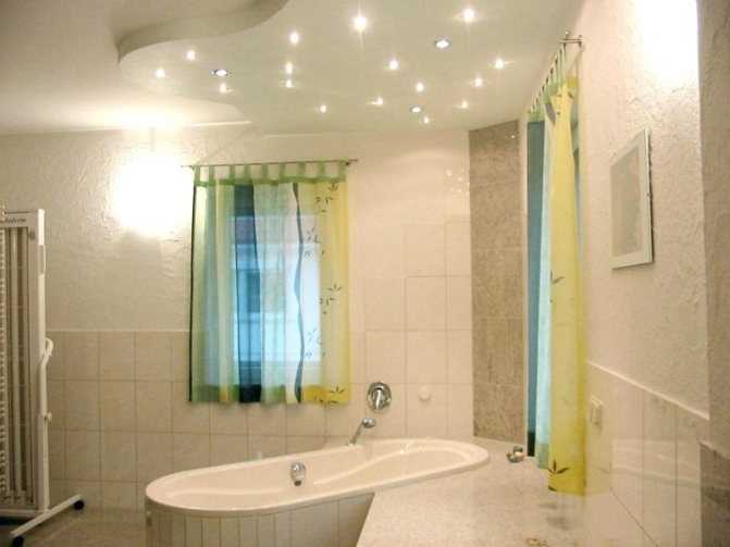 Потолок в ванной из гипсокартона: видео-инструкция по монтажу своими руками, фото