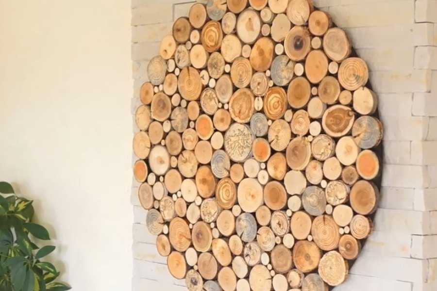 Отделка стен спилами дерева - особенности и варианты