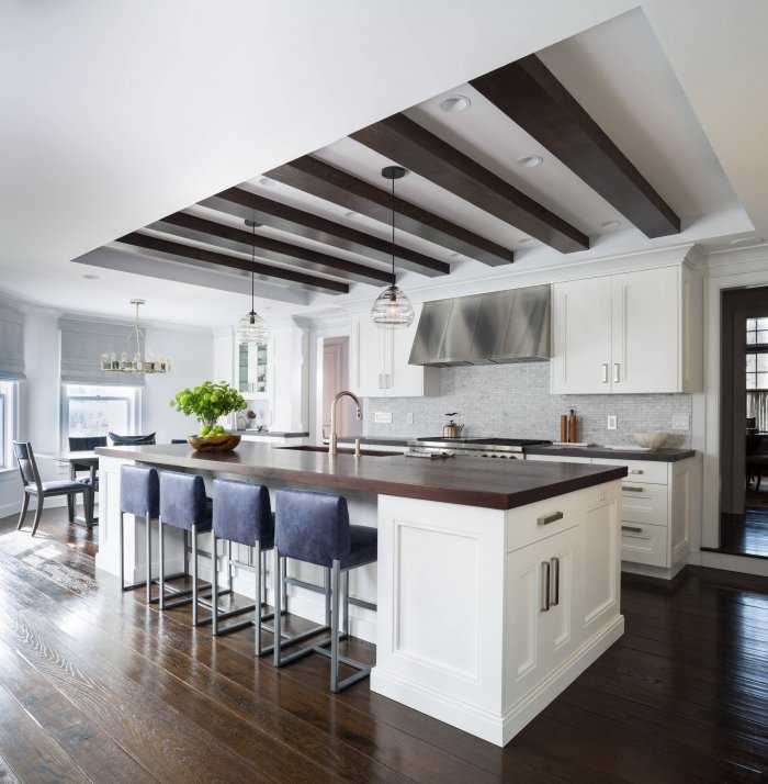 Натяжной потолок на кухне: 105 вариантов дизайна в реальных фото