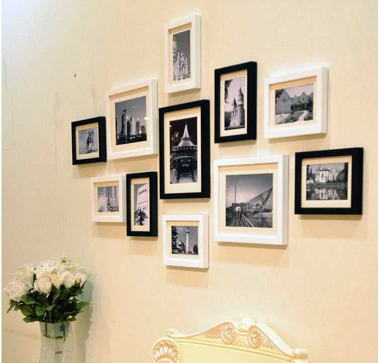 Оформление стены фотографиями: 60+ фото, красивые идеи в рамках, на прищепках и др.