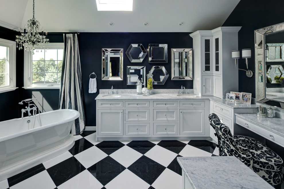 Черно-белая ванная комната — фото лучших идей вариантов дизайна