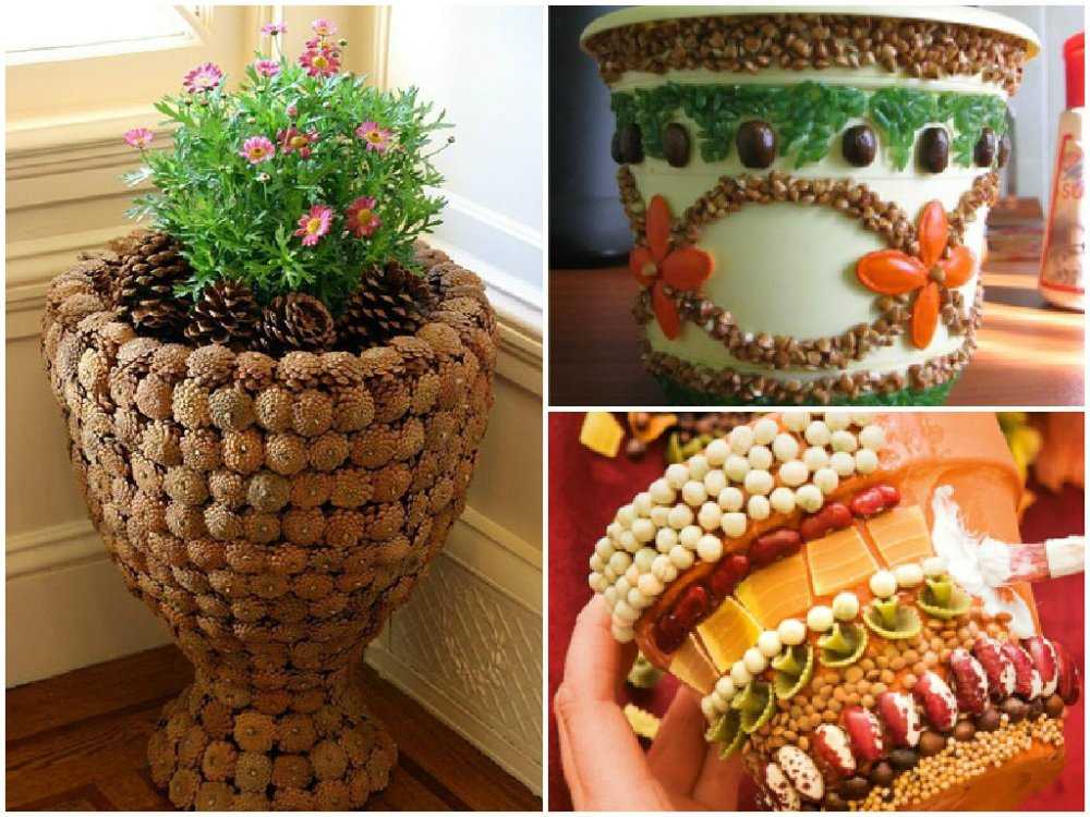 Декорирование цветочных горшков своими руками: тканью, шпагатом, яичной скорлупой, как разрисовать, комбинирование материалов