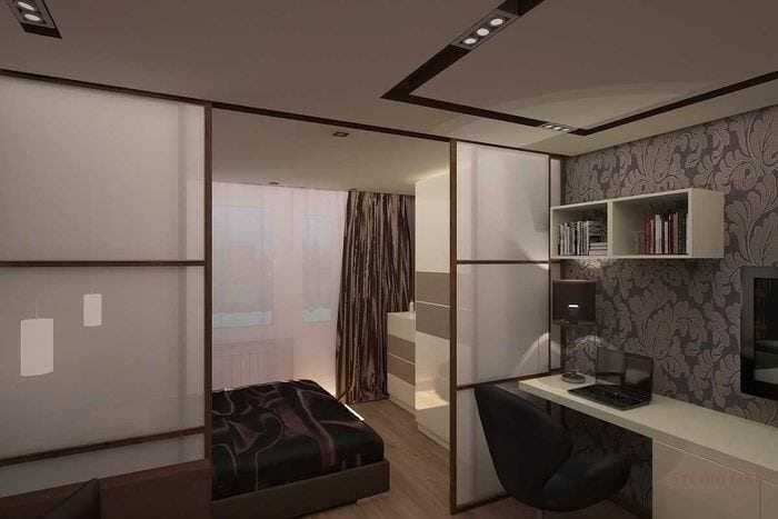 Дизайн гостиной совмещенной со спальней