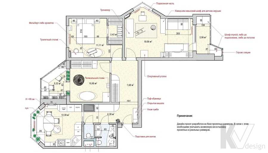 Варианты дизайна трехкомнатной квартиры, фото – rehouz