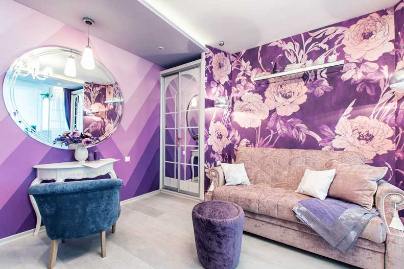 Фиолетовые, лиловые, сиреневые шторы в интерьере гостиной, спальни
 - 40 фото