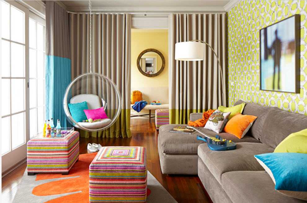 Цвет в гостиной (+60 фото): модные оттенки и цветовые сочетания