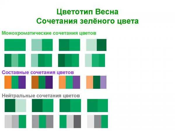 Сочетание зеленого цвета. таблицы, фото