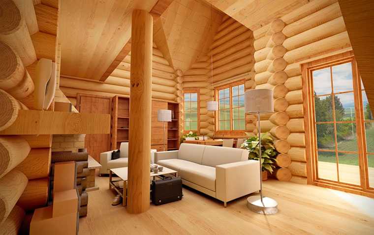 Интерьер деревянного дома из клееного бруса: внутренняя отделка в современном стиле, дизайн гостиной комнаты внутри от лучших дизайнеров

 - 31 фото